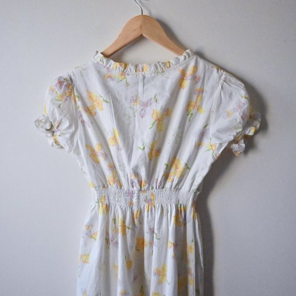 Leluxe Heirloom 1930's Vintage Smocked Daffodil Print Voile Dress XS - Picture 4 of 4
